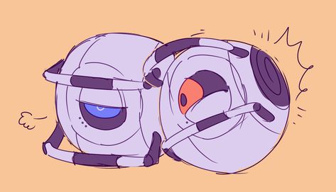 Portal 2 Space Core, Wheatley X Space Core, Portal Matching Pfp, Portal Art Game, Portal Glados Fanart, Wheatley Portal Pfp, Portal 2 Pfp, Portal 2 Fanart, Portal 2 Game