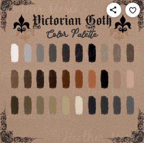 Gothic Color Palette, Vintage Color Palette, Vintage Colour Palette, Procreate Color Palette, Dark Home Decor, Color Schemes Colour Palettes, Palette Art, Victorian Goth, Vintage Goth