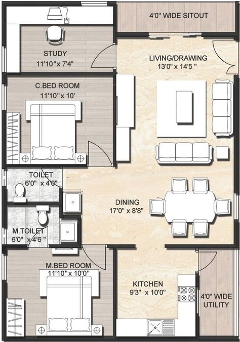 800 sq ft house plan designs as per Vastu 900 Sq Ft House, 800 Sq Ft House, 1000 Sq Ft House, 1200 Sq Ft House, 1500 Sq Ft House, Square House Plans, House Contemporary, 2bhk House Plan, Indian House Plans