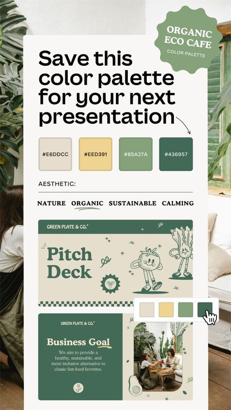 Color Palette For Presentation, Branding Color Palette Green, Eco Color Palette, Presentation Color Palette, Color Palette Presentation, Sustainability Website, Nature Website, Canva Inspiration, Font Canva Lettering