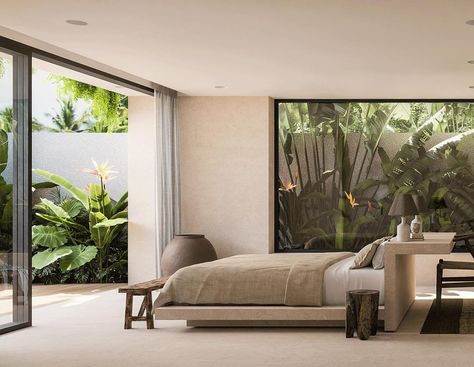 Modern Tropical Bedroom, Bali Interior Design, Bali Bedroom, Project Coordinator, Japandi House, Tropical Interior Design, Small Villa, Guest Bedroom Design, Tropical Interior