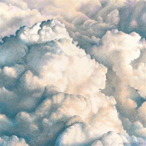 Daily Paintworks - "Clouds Over Wales II" - Original Fine Art for Sale - © Joe Fitzgerald How To Paint Clouds, Gold Art Painting, Art Charcoal, Colored Pencil Artwork, Art Matters, Art Appliqué, Cloud Drawing, Cloud Painting, Detailed Drawings