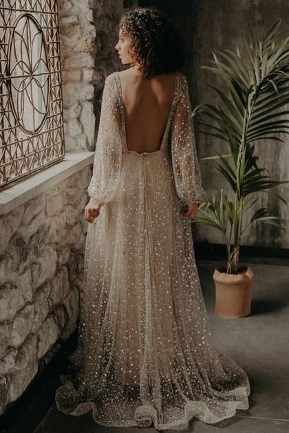 Wedding Dresses Loose, Sequin Wedding Dresses, Long Sleeve Prom Dresses, Boho Wedding Dress With Sleeves, Sleeve Prom Dresses, Convertible Wedding Dresses, Gold Wedding Gowns, Buy Wedding Dress Online, Gold Wedding Dress