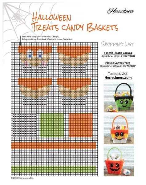 Halloween Treat Baskets, Candy Baskets, Halloween Cross Stitch Charts, Halloween Gift Baskets, Canvas Ornaments, Plastic Canvas Books, Halloween Baskets, Plastic Canvas Coasters, Christmas Gift Card Holders