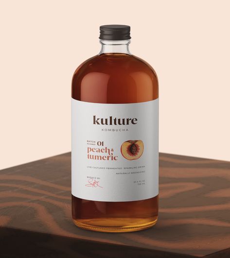 Packaging Design (Kulture Kombucha) on Behance Kombucha Labels, Kombucha Bottles, Baking Packaging, Sparkling Drinks, Fermented Drink, Drink Labels, Packaging Product, Graphic Design Packaging, Design Packaging