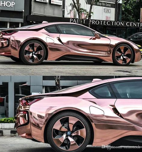 2021 Rose Gold Stretchable Chrome Car Wrap Vinyl With Air Bubble Free Flexible Vehicle Car Covering Foil Wrapping Size 1.52*20M/Roll From Orinotech, $172.82 | DHgate.Com Chrome Car Wrap, Car Wrap Ideas, Rose Gold Car, Truck Wrap, Pink Cars, Rose Gold Chrome, Chrome Car, Chinese Car, Windshield Glass