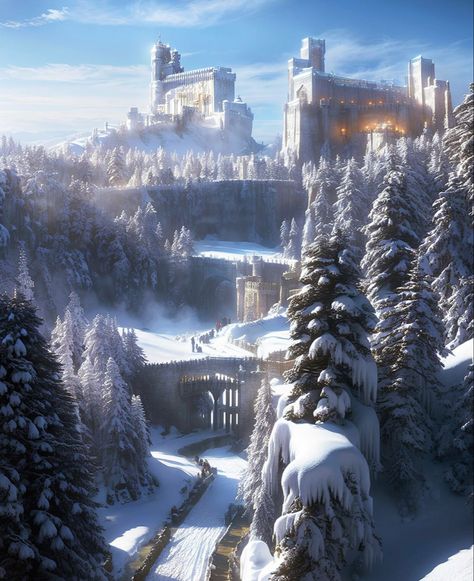 Snow Castle, Fantasy Village, Winter City, Heroic Fantasy, Castle Art, Fantasy Sci Fi, Fantasy City, Fantasy Castle, Fantasy Setting