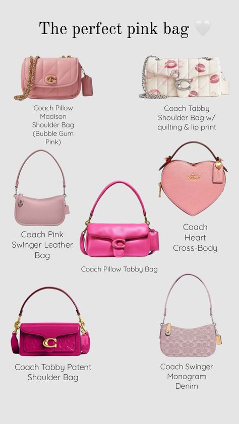 Coach Expensive Purses, Pink Bags, Trendy Heels, Aesthetic Shop, Girly Bags, What In My Bag, Pink Handbags, Handbag Heaven, Pretty Bags