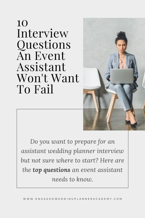 Do you want to prepare for an assistant wedding planner interview but not sure where to start? Here are the top questions an event assistant needs to know. | Engaged Wedding Planner Academy | event management, becoming a wedding planner, wedding planner assistant, wedding assistant duties, wedding planner education, wedding planner course, wedding planner certificate, wedding planner certification #weddingplanner #weddingassistant Wedding Assistant, Top Questions, Wedding Planner Business, Wedding Planning Business, Planning Business, Planner Business, Internship Program, Planner Tips, Event Planning Business