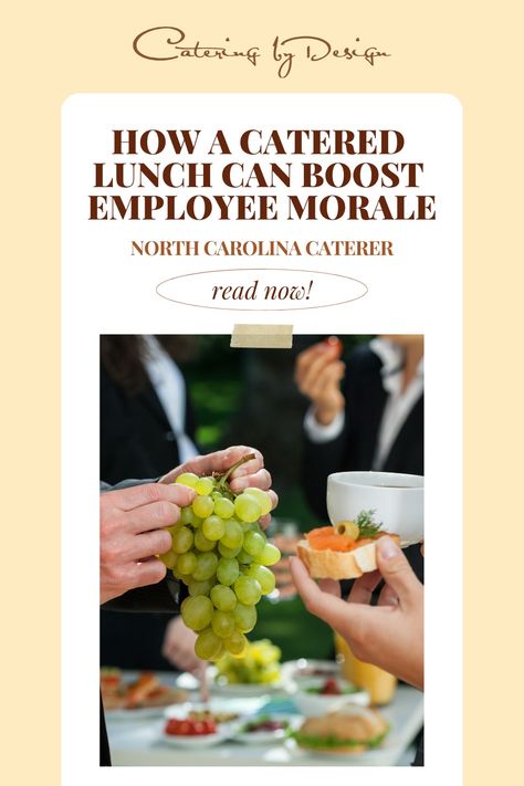 Food is a great way to improve company culture. Eating together offers human bonding and community while encouraging socialization and good conversations. Read more benefits on the blog! raleigh north Carolina, cary nc, durham nc, north carolina food, corporate catering, company lunch ideas, company lunch, corporate catering ideas lunches, corporate catering buffet, catering corporate events, lunch for company, healthy lunch ideas for company Lunch For Company, Company Lunch Ideas, North Carolina Food, Office Catering, Buffet Catering, Breakfast Meeting, Lunch Catering, Workplace Culture, Catering Buffet