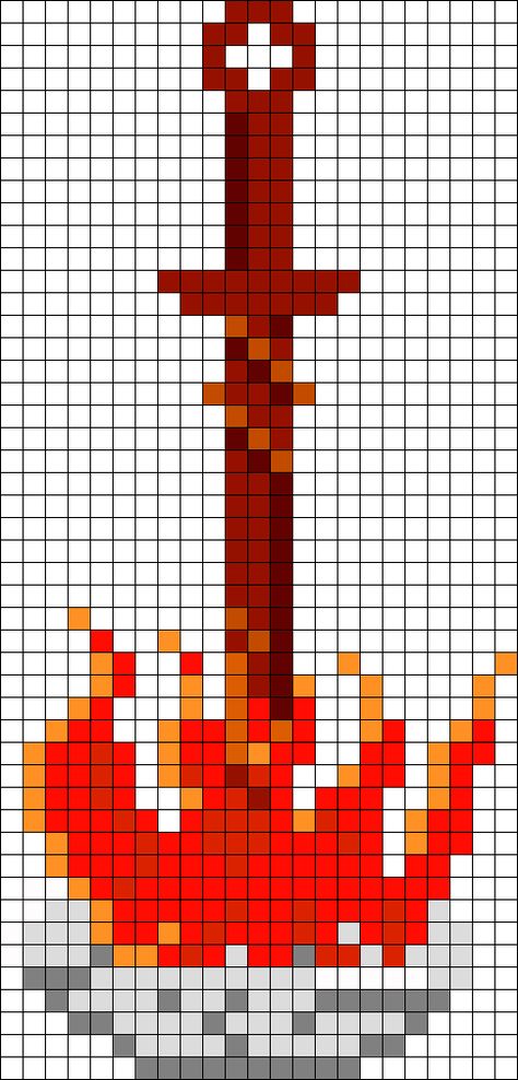 Dark Souls Bonfire Perler Bead Pattern / Bead Sprite Dark Souls Bonfire, Pixel Art Templates, Pattern Maker, Perler Bead Templates, Pixel Art Grid, Kandi Patterns, Bead Sprite, Hama Beads Patterns, Pixel Pattern