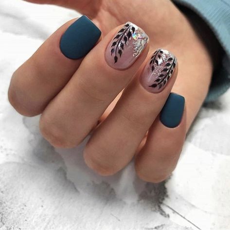 Teal Nails, Her Nails, Pretty Nail Art, Autumn Nails, Fancy Nails, Short Acrylic Nails, Nail Polishes, Brown Skin, Trendy Nails