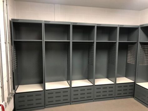 Gym Cubbies, Locker Room Design, Sports Gear Storage, Staff Lockers, Door Gym, Key Locker, Sports Locker, Turnout Gear, Wooden Cupboard