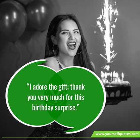 Thank You Messages for Birthday Surprise are filled with lots of love and excitement as the name itself says Surprise! When someone surprises you with... , Thank You Messages for Birthday Surprise for Loved Ones , https://www.yourselfquotes.com/thank-you-messages-for-birthday-surprise/ Birthday Gift Caption, Surprise Gifts Quotes, Birthday Surprises For Friends, Thanks Quote, Messages For Birthday, Surprise Birthday Cake, Surprise Quotes, Surprise Birthday Gifts, Birthday Surprises