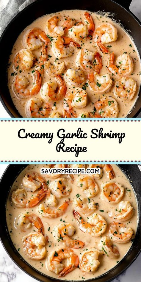 Looking for a quick and delicious way to elevate your weeknight meals? This creamy garlic shrimp recipe is a perfect choice for a light dinner that’s packed with flavor! Save this recipe for an easy-to-make dish that will impress your family and friends and keep your dinner light and satisfying. Pasta Shrimp Recipes, Creamy Garlic Shrimp Pasta, Creamy Garlic Shrimp Recipe, Shrimp Parmesan Pasta, Dinner Light, Creamy Garlic Shrimp, Garlic Parmesan Shrimp, Creamy Shrimp Pasta, Savory Recipe