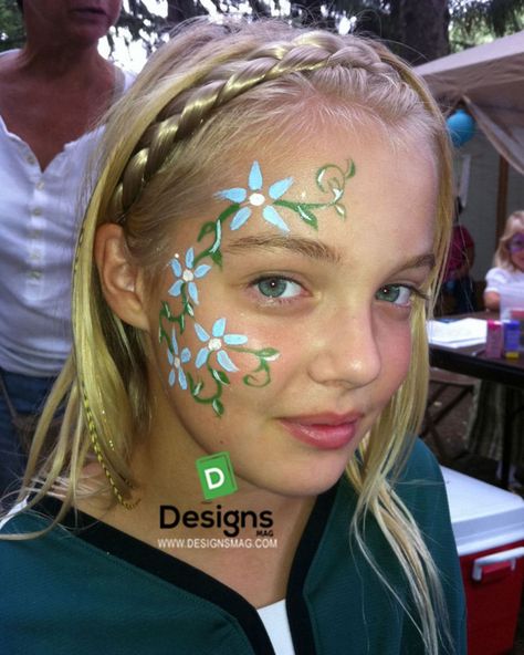 easy-facepaint-ideas-face-makeup-designsmag-040 Easy Face Painting, Princess Face Painting, Fairy Face Paint, Face Painting Ideas, Orca Tattoo, Face Painting Tutorials, Painting Kids, Flower Face, Face Painting Easy