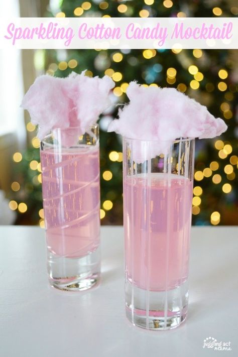 Cotton Candy Mocktail, Cotton Candy Drinks, Cotton Candy Cocktail, Candy Cocktails, Baby Shower Drinks, Candy Drinks, Birthday Drinks, Kid Drinks, Mocktail Recipe