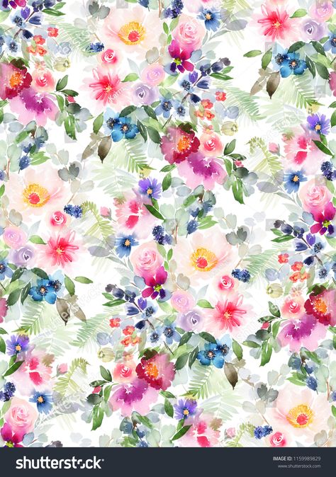 Ceramic Decals, Waterslide Decal Paper, Multi Colored Flowers, Glass Decals, Decal Paper, Pink And Blue Flowers, Glass Fusing, Summer Patterns, Watercolor Pattern