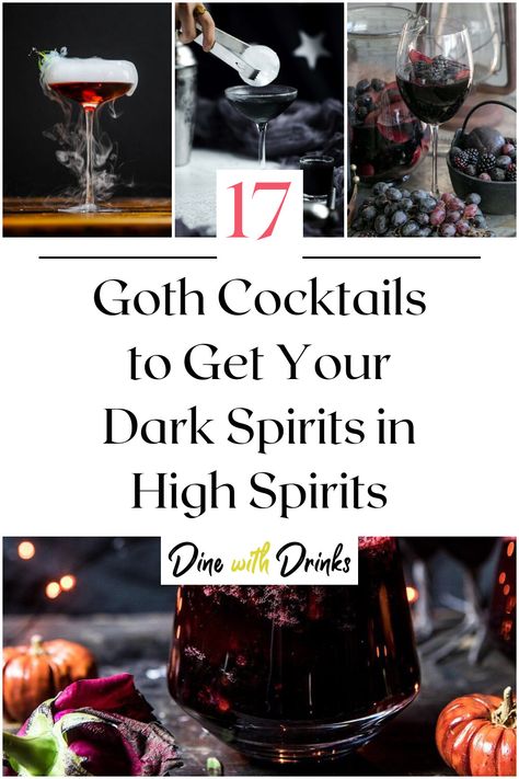 Collage of 4 goth cocktails. Goth Cocktails, Gothic Drinks, Vampire Halloween Party, Halloween Themed Drinks, Bachelorette Cocktails, Halloween Drinks Alcohol, Drink Names, Cocktail Names, Healthy Book