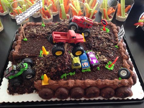 Monster Truck Cake Monster Truck Cupcakes Ideas, Monster Truck Sheet Cake, Monster Trucks Cake, Monster Truck Cake Ideas, Monster Truck Cupcakes, Monster Truck Birthday Cake, Costco Cake, Truck Cupcakes, Truck Birthday Cakes