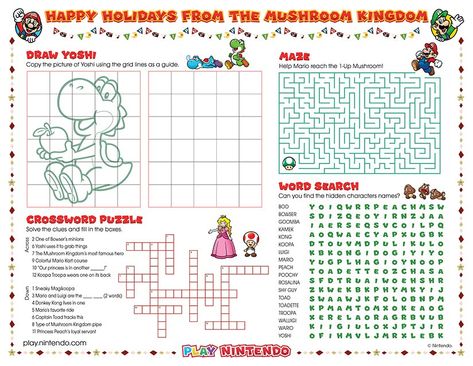 Super Mario Placemats, Super Mario Birthday Party Ideas, Mario Birthday Party Ideas, Gift Bags Ideas, Activities Pages, Holiday Placemats, Child Birthday Party, Weekly Themes, Grid Drawing