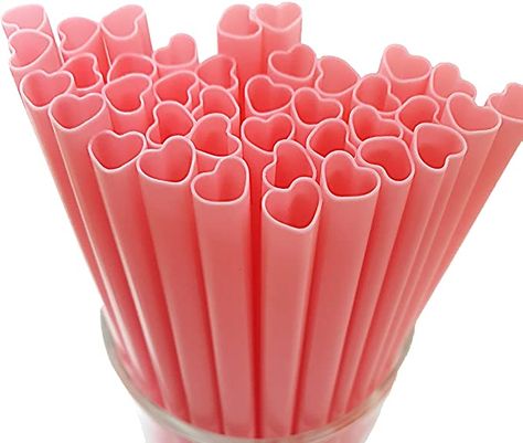 Birthday Straws, Straw Valentine, Heart Straws, Kids Bridal, Hari Valentine, Cute Kitchen, Pink Plastic, Cute Room Decor, Croquettes