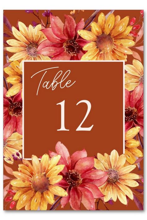 Rustic Garden Floral Framed Terracotta Wedding Table Number dream wedding, wedding welcome, memorable wedding ideas #weddinghair #weddinggift #weddingblog Koozie Ideas Wedding, Terracotta Wedding Table, Autumn Wedding Table, Fall Wedding Table Numbers, Memorable Wedding Ideas, Koozie Ideas, Grey Wedding Invitations, Terracotta Wedding, Memorable Wedding