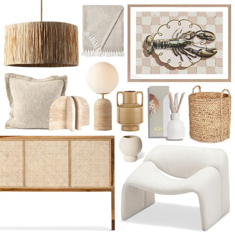 Coastal Chic Mood Board, Chic Mood Board, Corner Interior Design, Aussie Beach, Calm Coastal, Coastal Chic Style, Design Mood Board, Rattan Cane, Coastal Living Rooms