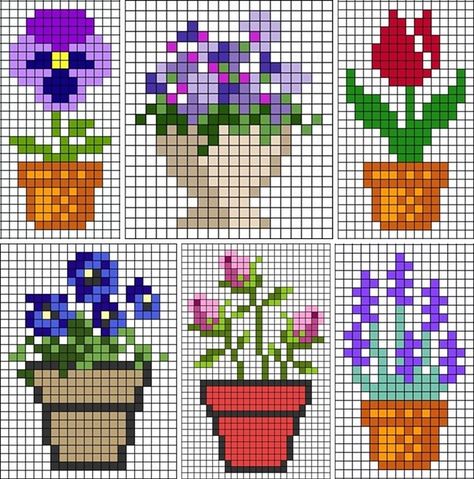 Small Flower Cross Stitch Pattern Free, Tiny Cross Stitch Flowers, Cross Stitch Flowers Simple, Perler Bead Flower Patterns, Pixel Art Flower, Flower Pixel Art, Plant Cross Stitch, Cross Stitch Geometric, Tiny Cross Stitch