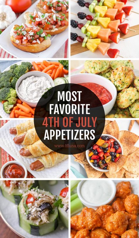 Kick off your independence day BBQ with some of these dips and finger foods. This collection features all of our favorite 4th of July Appetizers that never cease to please party guests! #4thofjuly #fourthofjuly #appetizers #fingerfood #holidayappetizers July 4th Appetizers, Cookout Appetizers, 4th Of July Appetizers, July Appetizers, 4th July Food, Warm Appetizers, Bbq Appetizers, Homemade Salsa Recipe, Appetizers For A Crowd