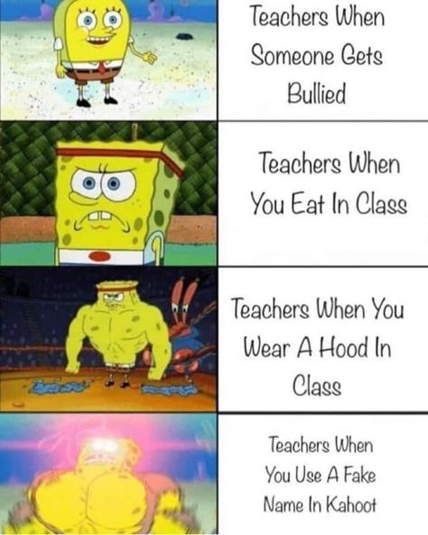 Middle school teachers in a nutshell Middle School Memes, Funny Spongebob Memes, Hate School, Spongebob Funny, Funny Af, Quality Memes, Spongebob Memes, School Memes, Memes Br