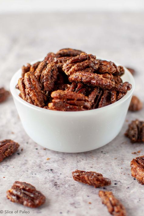 Coconut Sugar Candied Pecans Paleo Candied Pecans, Summertime Desserts, Paleo Candy, Candied Pecans For Salad, Gaps Recipes, Craving Sweets, Dessert Summer, Glazed Pecans, Healthy Candy