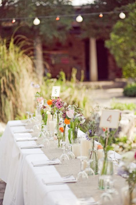 Budget Centrepiece Wedding, Wedding Wildflowers, Wildflower Weddings, Table Arrangements Wedding, Mixed Flowers, Reception Flowers, Outdoor Wedding Reception, Antique Wedding, Centerpiece Ideas