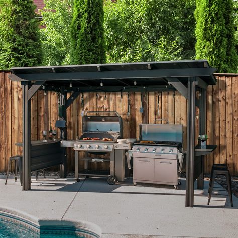 Backyard Upgrades, Outdoor Grill Area, Outdoor Cooking Spaces, Outdoor Grill Station, Grill Gazebo, Grill Station, Steel Grill, Gazebo Pergola, Outdoor Gazebos