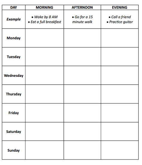 Behavioral Activation, Full Breakfast, Friday Saturday Sunday, Monday Tuesday Wednesday, Private Practice