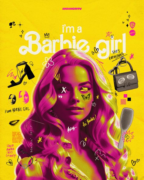 BARBIE X HARLEY QUINN (Poster design) on Behance Harley Quinn Edits, Harley Quinn Poster, Barbie Graphic, Hi Barbie, Graphic Poster, Harley Quinn, Wall Collage, Poster Design, Photoshop