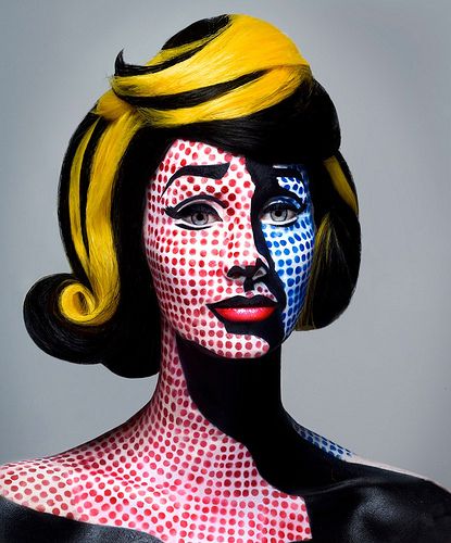 Pop Art Costume Extreme Make-up, Carnaval Make-up, Pop Art Costume, Lichtenstein Castle, Lichtenstein Pop Art, Pop Art Makeup, Drag Make-up, Saatchi Gallery, Art Costume