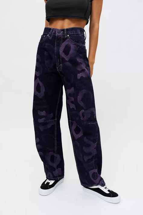 BDG Rih Extreme Baggy Jean – Graphic Dark Wash | Urban Outfitters Mom Jeans Style, Purple Bottom, Mom Pants, Baggy Jean, Trendy Skirts, Urban Outfitters Pants, Women's Bottoms, Destroyed Jeans, Mom Shorts