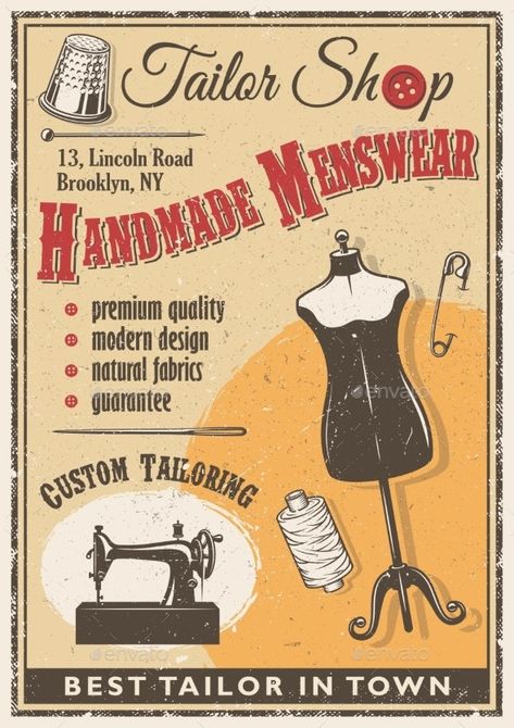 Tailor Shop Poster #AD #Tailor, #Ad, #Shop, #Poster Tailoring Poster Design, Boutique Poster Design Ideas, Tailor Poster Graphic Design, Clothing Store Poster, Boutique Poster Design, Tailor Shop Design, Tailor Shop Logo, Fashion Design Poster, Sewing Poster