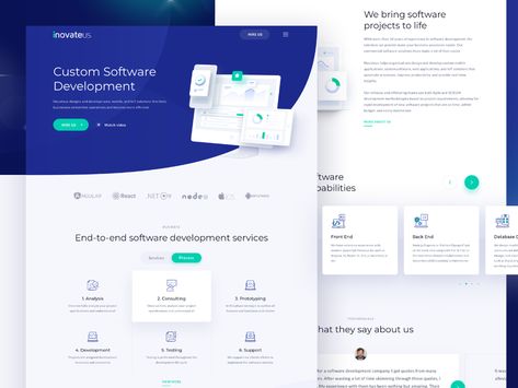 Novateus Website - Homepage by hamam zai for Novateus on Dribbble Software Website Design Inspiration, Software Website Design, Software Company Website Design, Blue Website Design, Web Design Company Website, Data Website, Jira Software, Design Company Website, Blue Website