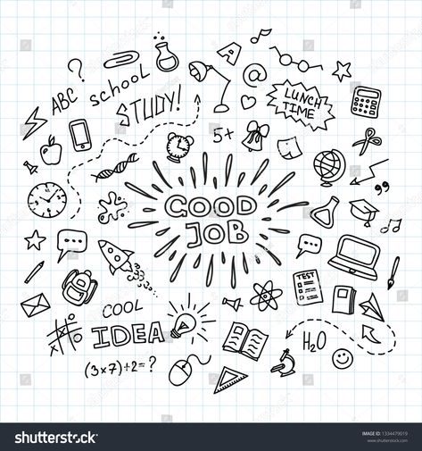 Hand drawn study doodles icons set. Vector illustration. School education concept. #Ad , #AD, #doodles#icons#study#Hand Motivation Doodle Art, English Doodles, Study Doodles, Motivational Paintings, Embroidery Journal, Illustration School, School Doodles, Abc School, Diy Photo Book