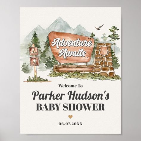 national park baby shower welcome sign - Baby Shower Gifts National Park Birthday Party, National Park Birthday, Park Birthday Party, Baby Boy Sprinkle, Birthday Party At Park, Coordinates Decor, Park Birthday, Outdoor Baby Shower