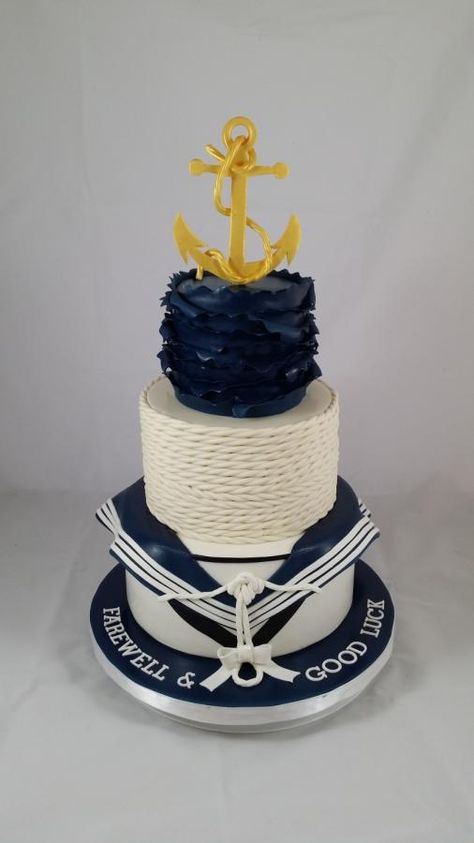 For a young man who is about to leave his family to join the Royal Australian Navy. Us Navy Party, Navy Party Themes, Military Send Off Party Ideas, Uss Laffey, Sailor Cake, Nautical Cakes, Navy Cakes, Military Cake, Australian Navy