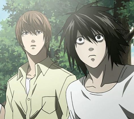 L Lawliet And Light Yagami, Yikes Reaction Pic, L X Light Yagami, Light And Lawliet, Ryuzaki X Light, Lawliet X Light, Light X Ryuzaki, Deathnote Light Yagami, Kira And L