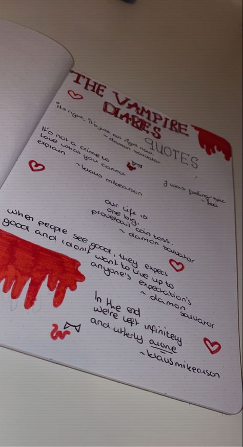 Vampire Diaries Homecoming Proposal, Vampire Diaries Gift Ideas Diy, Tvd Diary Ideas, Vampire Diaries Hoco Proposal, Vampire Journal Ideas, Vampire Drawing Aesthetic, Vampire Diaries Drawing Ideas, Vampire Diaries Journal Ideas, The Vampire Diaries Scrapbook