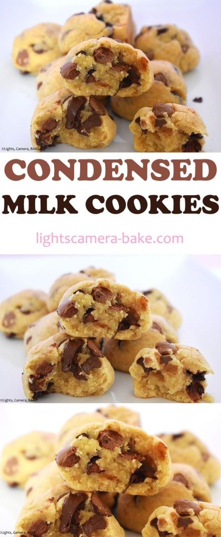 Recipes Using Condensed Milk, Condensed Milk Recipes Desserts, Condensed Milk Desserts, Sweet Treat Recipes, Milk Recipes Dessert, Sweetened Condensed Milk Recipes, Egg Free Cookies, Condensed Milk Cookies, Milk Chocolate Chip Cookies