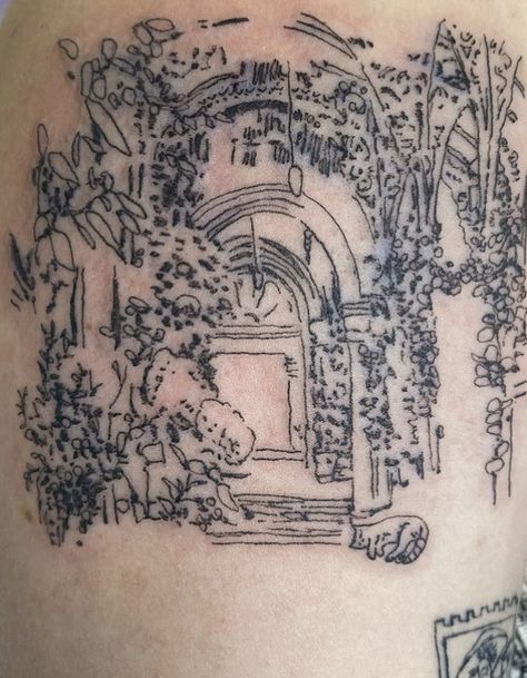 Archway Door, Architecture Plants, Dr Tattoo, Aesthetic Tattoo Ideas, Unique Tattoo Ideas, 20 Aesthetic, Bold Artwork, Baby Tattoos, Aesthetic Tattoo