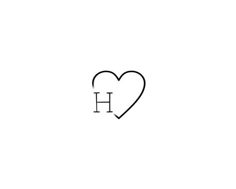 Forever 23 Tattoo, Initial H Tattoo Ideas, Letter H With Heart, Letter H Tattoo Design, H Heart Tattoo, Cursive H Tattoo, Heart With Letter Tattoo, H Letter Tattoo, H Tattoo Letter