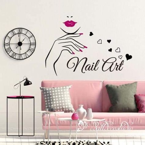 Wall Decorations Ideas, Hair Salon Art, Japan Nail, Nail Salon Interior, Family Wall Decals, Home Nail Salon, Nail Salon Decor, Hair Salon Decor, Nail Salon Design