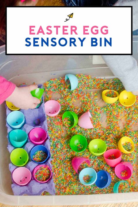 Easter Sensory Bin, Easter Shapes, Kindergarten Sensory, Easter Sensory, Easter Activities For Toddlers, Easter Play, Toddler Sensory Bins, Sensory Tubs, Easter Crafts For Toddlers